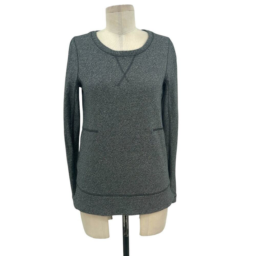 Lululemon Exhalation Pullover Heathered Speckled Black Gray Size 4